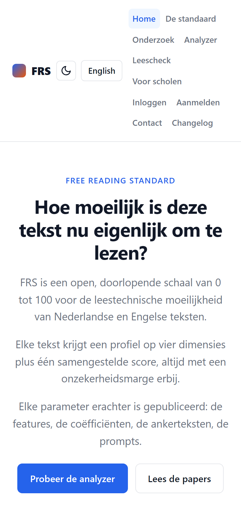 Schermafbeelding van FRS op een telefoon