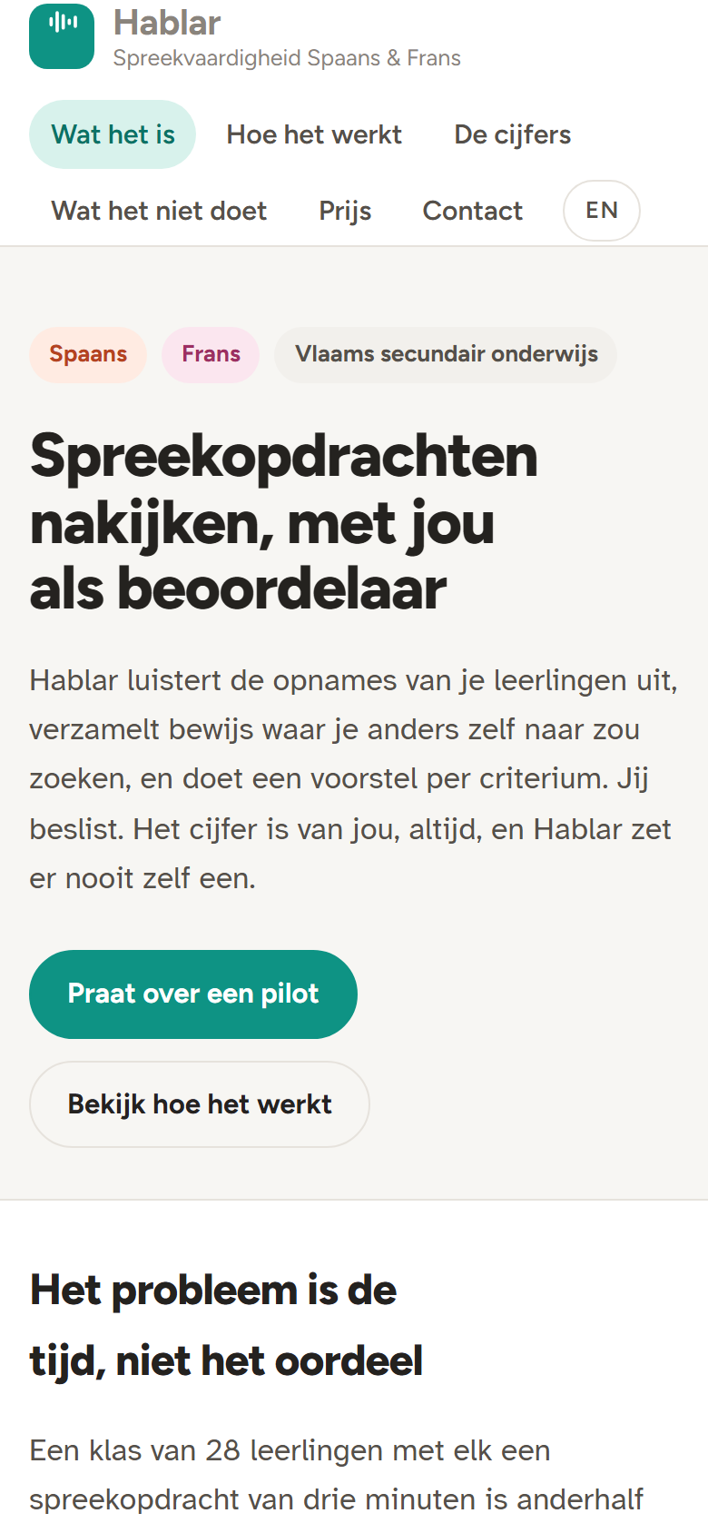 Schermafbeelding van Hablar op een telefoon